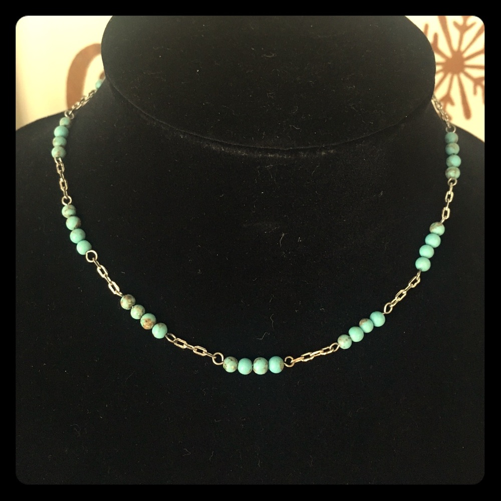 Turquoise and silver choker necklace